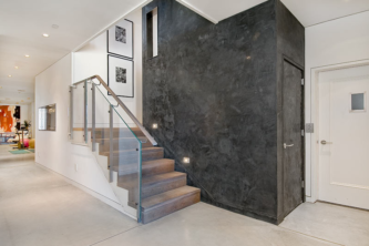 Staircase with glass railing